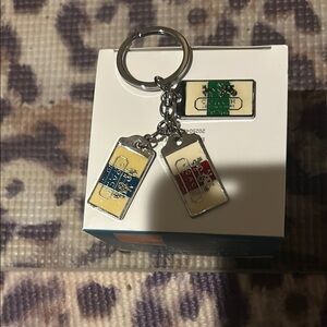 Coach Silver Keychain with Multicolor Tags